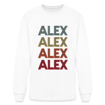 ALEX Gift Name Personalized Funny Retro Vintage - Men's Long Sleeve T-Shirt - white - Front