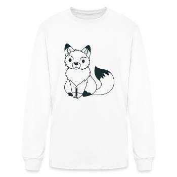 sitting fox outline - Men's Long Sleeve T-Shirt - white - Front