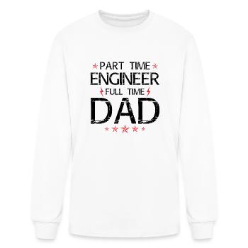 Ingénieur à temps partiel Papa à temps plein - T-shirt à manches longues Homme - blanc - Devant