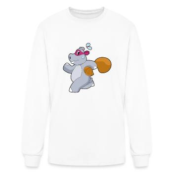 Hippo Bandit Money Bag - Men's Long Sleeve T-Shirt - white - Front
