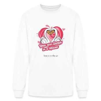 Swan Love In Valentine Day - Men's Long Sleeve T-Shirt - white - Front