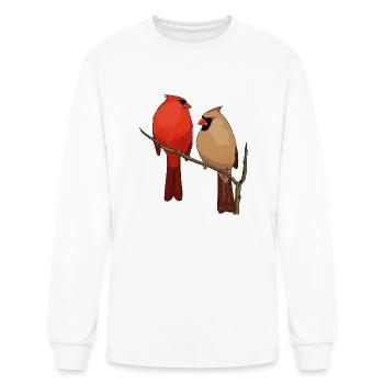 Northern Cardinal Couple - Men's Long Sleeve T-Shirt - white - Front