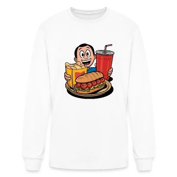 Man With Meatball Sub Sandwich Meal Cartoon - Men's Long Sleeve T-Shirt - white - Front