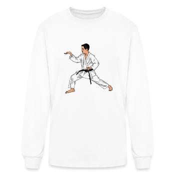 karateka with a black belt - Men's Long Sleeve T-Shirt - white - Front