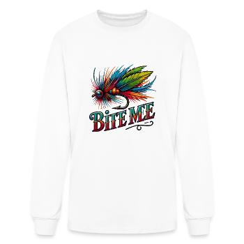 Bite Me Funny Fishing Lure - Men's Long Sleeve T-Shirt - white - Front