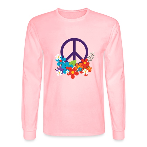 Hippie Peace Design With Flowers - Men's Long Sleeve T-Shirt