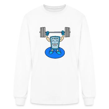 Weightlifting With Cartoon Smart Phone - Men's Long Sleeve T-Shirt - white - Front
