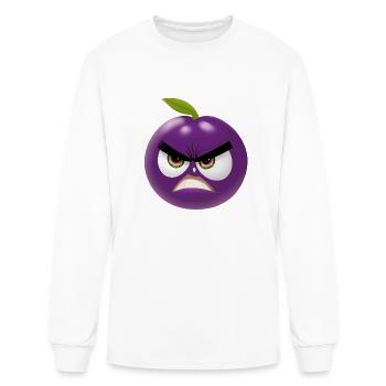 plum with angry face cartoon style - Men's Long Sleeve T-Shirt - white - Front