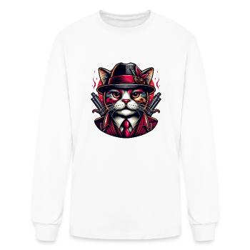 Detective Cat with Revolver and Fedora - Men's Long Sleeve T-Shirt - white - Front