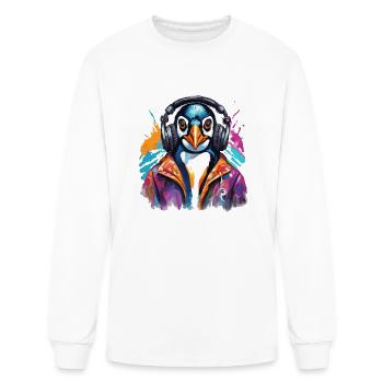 Penguin in a helmet - Men's Long Sleeve T-Shirt - white - Front