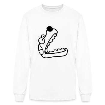 Dog Big Mouth Snout Hunger Looks Up Greedy Eating - Men's Long Sleeve T-Shirt - white - Front