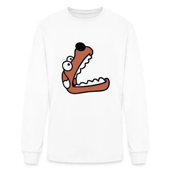 Dog Big Mouth Snout Hunger Looks Up Greedy Eating - Men's Long Sleeve T-Shirt - white - Front