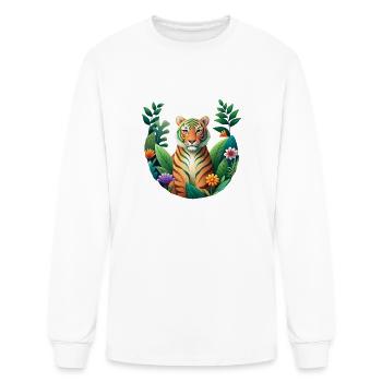 Tropical Majesty – Grain Tiger - Men's Long Sleeve T-Shirt - white - Front