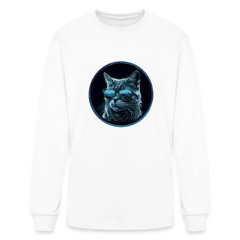 Cool blue Cat with Sunglasses - Men's Long Sleeve T-Shirt - white - Front