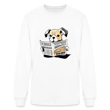Pawsitive News: Dog Reading Newspaper T-Shirt - Men's Long Sleeve T-Shirt - white - Front
