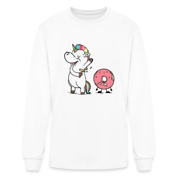 Unicorn Sprinkled Donut Cute And Funny Unicorn - Men's Long Sleeve T-Shirt - white - Front