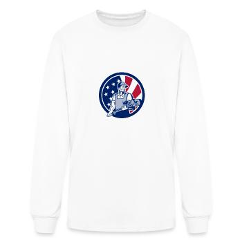 American Plumber and Pipefitter USA Flag Icon - Men's Long Sleeve T-Shirt - white - Front