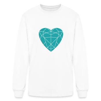 Blue and white Diamond HEART - Men's Long Sleeve T-Shirt - white - Front