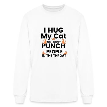 I Hug My Cats So I Don t Punch People in throat - Men's Long Sleeve T-Shirt - white - Front