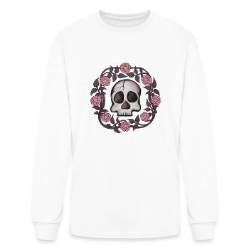 Pretty Spooky Rose Skull - Men's Long Sleeve T-Shirt - white - Front