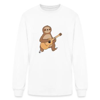 Sloth Playing Guitar for Guitar Player - Men's Long Sleeve T-Shirt - white - Front