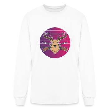 90s Retro Hunting Elk Buck - Men's Long Sleeve T-Shirt - white - Front