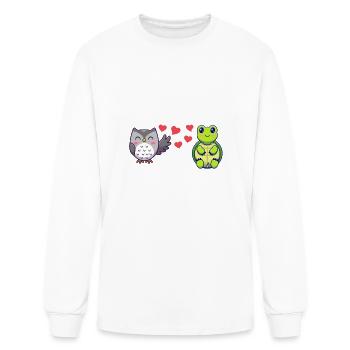 Easily Distracted By Owl Turtle Fitted Scoop - Men's Long Sleeve T-Shirt - white - Front
