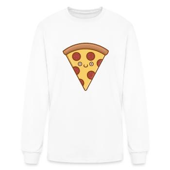 Happy pepperoni pizza slice - Men's Long Sleeve T-Shirt - white - Front