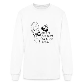 don t go out there are poop outside - Men's Long Sleeve T-Shirt - white - Front