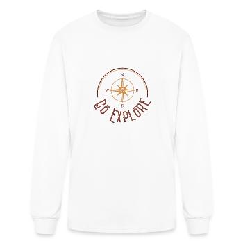 Go Explore Compass - Men's Long Sleeve T-Shirt - white - Front