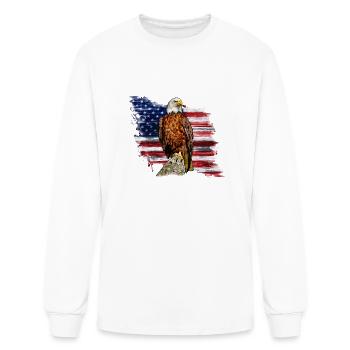 bald eagle liberty bell flag of the usa - Men's Long Sleeve T-Shirt - white - Front