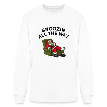Snoozin All The Way Santa Christmas Apparel - Men's Long Sleeve T-Shirt - white - Front