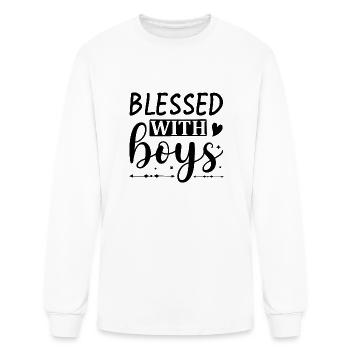 Bienheureuse Maman avec des garçons - T-shirt à manches longues Homme - blanc - Devant