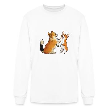 corgi play - Men's Long Sleeve T-Shirt - white - Front