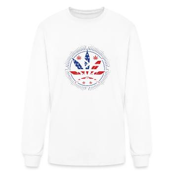 Cannabis Leaf Usa Flag - Men's Long Sleeve T-Shirt - white - Front
