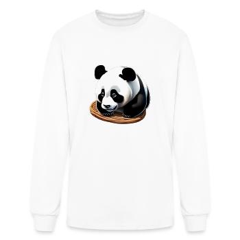 Cute panda with a basket - Men's Long Sleeve T-Shirt - white - Front
