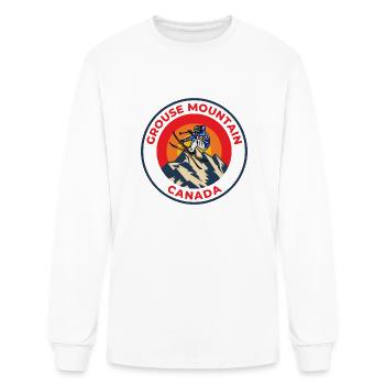 Retro Cool Skiing in Grouse Mountain Canada Sunset - Men's Long Sleeve T-Shirt - white - Front