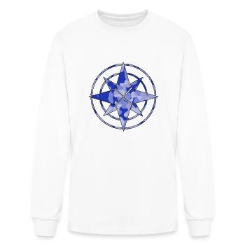 Compass blue camo - Men's Long Sleeve T-Shirt - white - Front