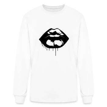 Lips Kissing Mouth Smooch - Men's Long Sleeve T-Shirt - white - Front