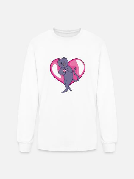 Russian Blue Cat in Love - Men's Long Sleeve T-Shirt - white