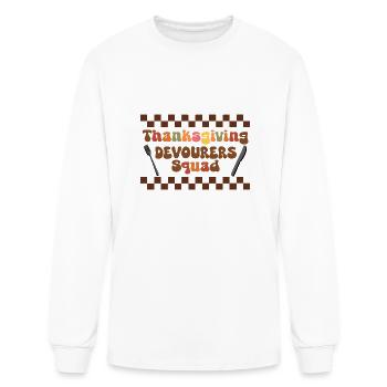 Retro Thanksgiving | Thanksgiving Devourers Squad - Men's Long Sleeve T-Shirt - white - Front