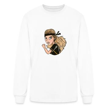 Kung fu Karate girl in black robe - Men's Long Sleeve T-Shirt - white - Front