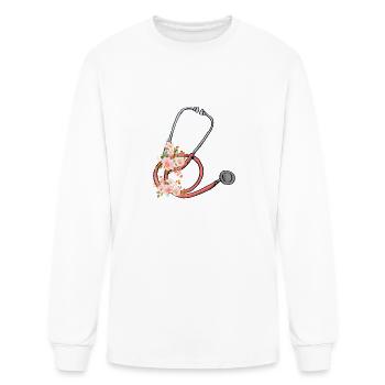 Stethoscope Floral Sticker - Men's Long Sleeve T-Shirt - white - Front