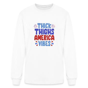 thick thighs america vibes - Men's Long Sleeve T-Shirt - white - Front