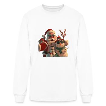 Santa's Snowman Selfie for Christmas, and gifts - Men's Long Sleeve T-Shirt - white - Front