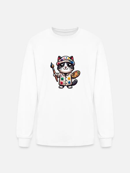 Artistic Cat - Men's Long Sleeve T-Shirt - white