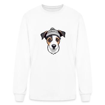 Cute Jack Russel Terrier with hat - Men's Long Sleeve T-Shirt - white - Front