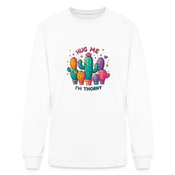 Colorful Cactus: Hug Me, I'm Thorny - Men's Long Sleeve T-Shirt - white - Front