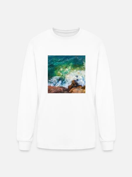 rock shore and waves - Men's Long Sleeve T-Shirt - white