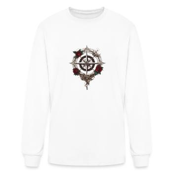 Tattoo_style_rose_compass_beautiful_evoking_spirit - Men's Long Sleeve T-Shirt - white - Front